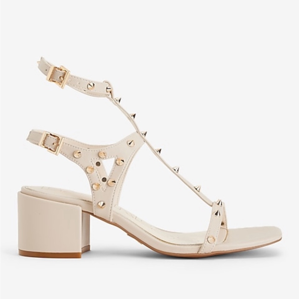 Express studded strappy cream shoes